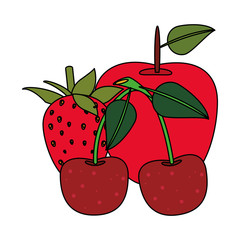 Sticker - Cherry strawberry and apple fresh fruit healthy food