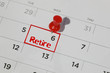 red highlighter with retire date on calendar