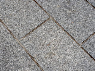 Concrete rectangle tile pavent sidewalk on city streets in Japan