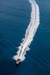 Wall Mural - inflatable motor boat in formentera, spain