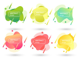 Fototapete - Set of abstract liquid shapes modern graphic elements. Fluid design forms and line. Gradient abstract banners. Template for the design of a logo, flyer or presentation. Vector illustration.