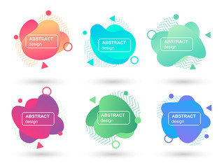 Fototapete - Set of abstract liquid shapes modern graphic elements. Fluid design forms and line. Gradient abstract banners. Template for the design of a logo, flyer or presentation. Vector illustration.