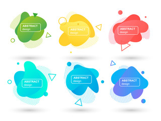 Fototapete - Set of abstract liquid shapes modern graphic elements. Fluid design forms and line. Gradient abstract banners. Template for the design of a logo, flyer or presentation. Vector illustration.