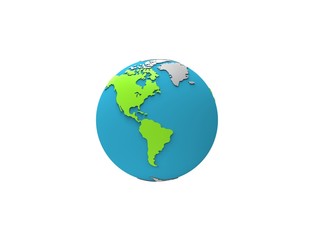 3d rendering of planet earth isolated and floating on white background