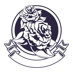 Sticker - two roses drawn tattoo icon