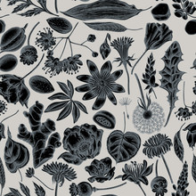 Seamless Pattern With Hand Drawn Stylized Almond, Dandelion, Ginger, Poppy Flower, Passion Flower, Tilia Cordata