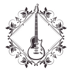 Wall Mural - electric guitar drawn tattoo icon