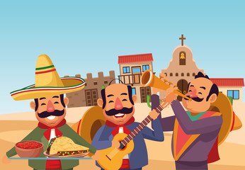 Wall Mural - mexican traditional culture icon cartoon