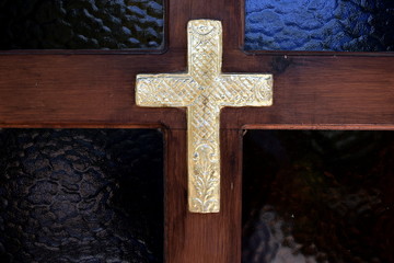 cross on wooden door