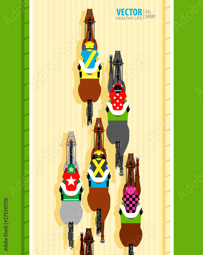 Fotomural Six racing horses competing with each other