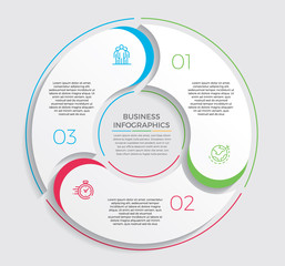 Fototapete - Infographic design vector and marketing icons can be used for workflow layout, diagram, annual report, web design.  Business concept with 3 options, steps or processes. - Vector 