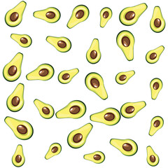 Poster - half of avocado icon cartoon pattern wallpaper background