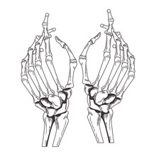 Two Skeleton Hands Drawn Tattoo Icon