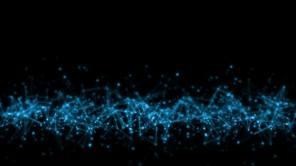 Poster - 3D Rendering of inside neural network with flare light. Dots and lines geometry connected. Concept for big data, deep machine learning, technology, crypto currency, artificial intelligence trading