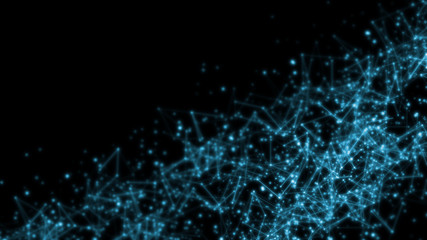 Poster - 3D Rendering of inside neural network with flare light. Dots and lines geometry connected. Concept for big data, deep machine learning, technology, crypto currency, artificial intelligence trading