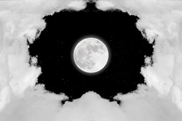 Wall Mural - full moon with starry and clouds background. dark night.