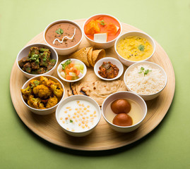 Canvas Print - Indian Hindu Veg Thali / food platter, selective focus