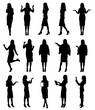 © sharplaninac - Collection of business woman or teacher wearing skirt in different situations and gestures.  Easy editable vector illustration.