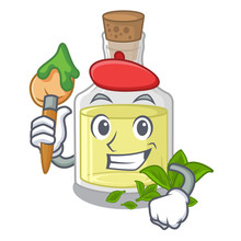 Artist Peppermint Oil Isolated In The Cartoon