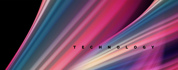 Modern rainbow liquid color flow colorful poster. Wave Liquid shape in black color background. Abstract composition