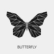 Geometric butterfly. Polygonal animal. Black silhouette. Vector illustration.