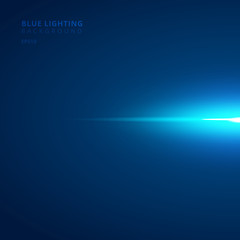Wall Mural - abstract horizontal blue ray light strips on dark background.