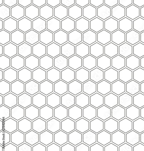 Stoffe zum Nähen Hexagon honeycomb seamless background. Geometric outline simple texture. Vector illustration.