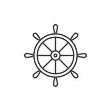Ship Steering Wheel. Vector Illustration, Flat Design.