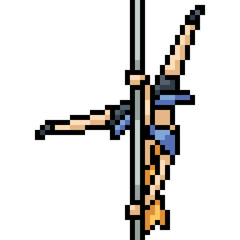 Poster - vector pixel art pole dance