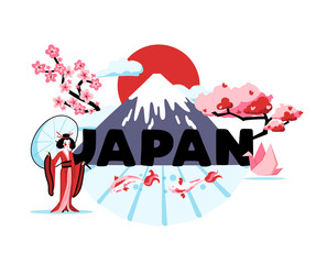 Sticker - Japan Cartoon Composition