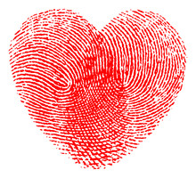 Vector Illustration Of A Red Heart Made With Two Fingerprints Isolated On White Background. High Detailed Image - Editable Vector (eps) File Available.