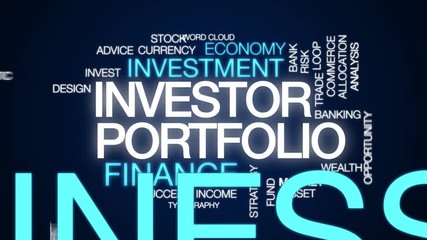 Poster - Investor portfolio animated word cloud. Kinetic typography.