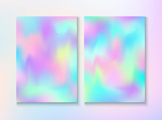 Wall Mural - Modern Glitch Rainbow Music Party Vector Poster Set.