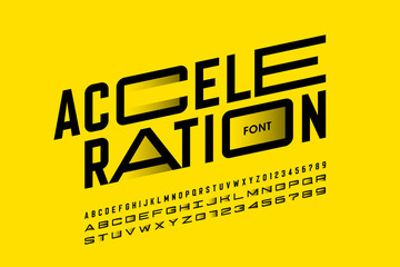 Wall Mural - Acceleration style font design, alphabet letters and numbers