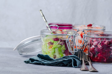 Traditional fermented foods -  sauerkraut, kimchi with carrot, beet, brassica rapa  for  health  and disease prevention. 