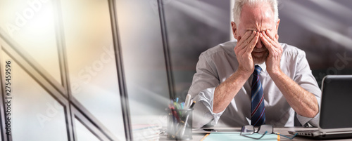 Fotomural Portrait of tired businessman; multiple exposure