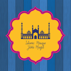 Poster - indian jama masjid temple with lace frame