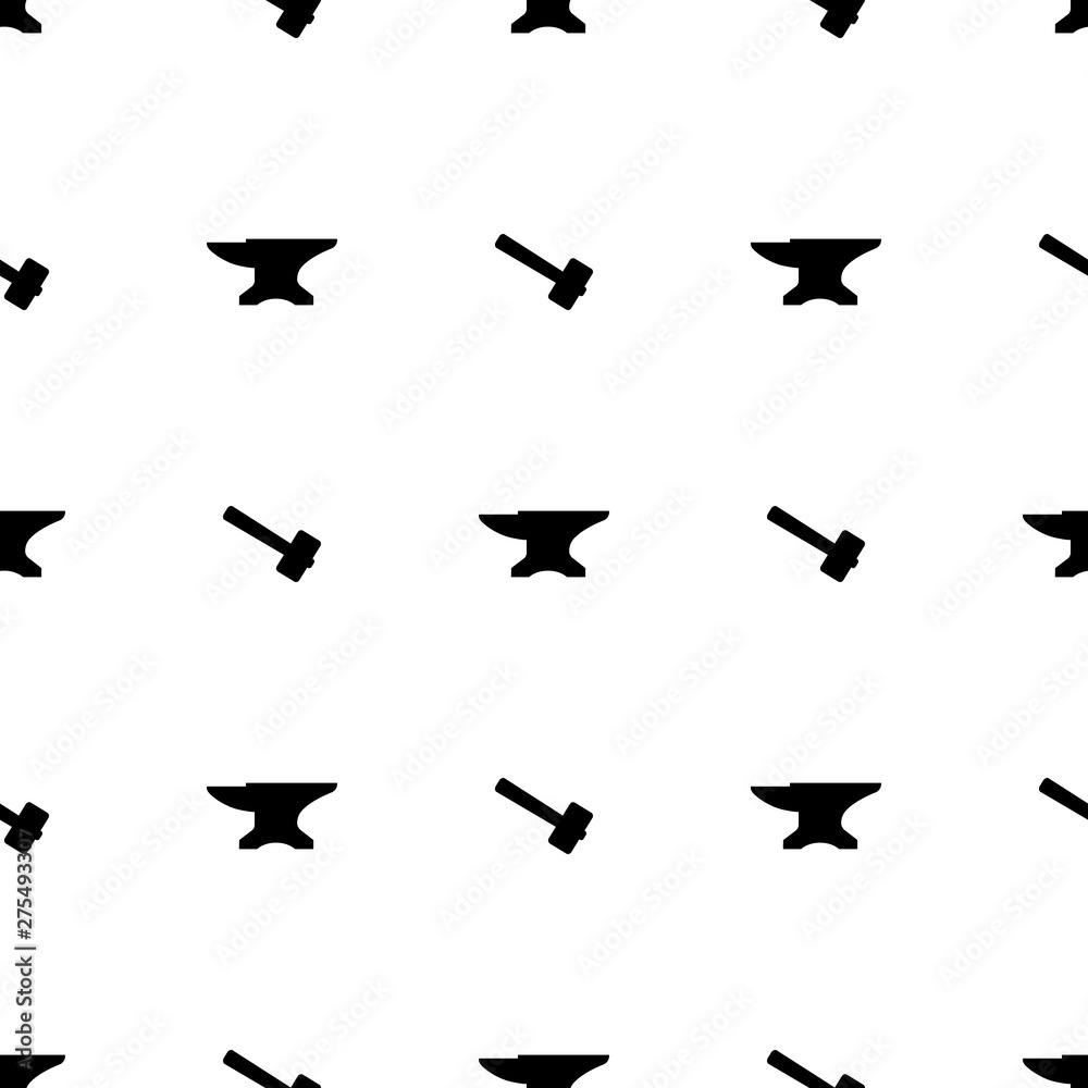 Blacksmith Pattern Seamless pattern with silhouette icons of hammer and anvil. Blacksmith ...