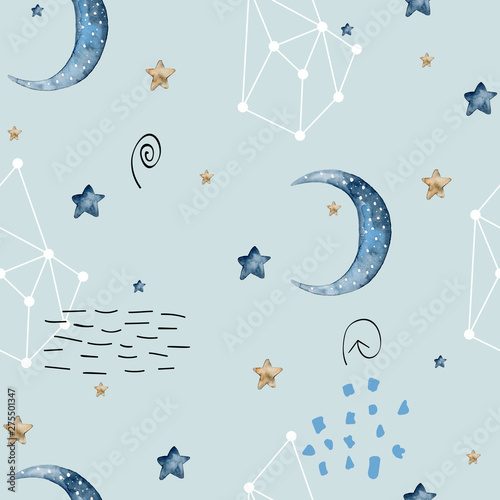 Cotton fabric Watercolor seamless pattern