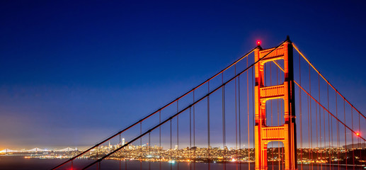 Wall Mural - San Francisco Golden Gate Bridge and City Skyline Over the Bay at Blue Hour