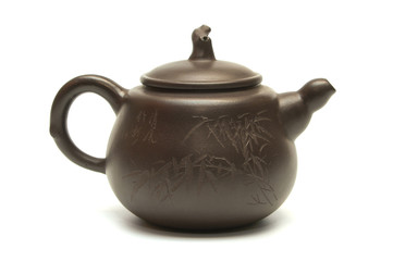 Wall Mural - Clay Chinese teapot isolated on white