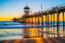 Huntington Beach Pier At Sunset