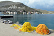 Fischernetze am Hafen von Kastelorizo (Megisti), Griechenland - Port of the Greek island Kastellorizo