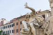 Detail of Four Rivers Fountain (Fontana dei Quattro Fiumi) in Navona Square, Rome, Italy.