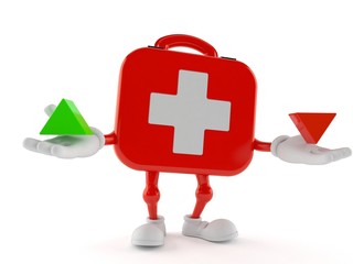 First aid kit character with up and down arrow