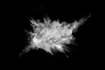 Canvas Print - white powder explosion on black background. colored cloud. colorful dust explode. paint holi.