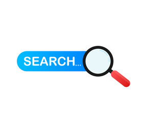 Poster - Set Search bar vector element design, set of search boxes ui template isolated on blue background. Vector stock illustration.