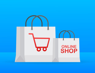 Poster - shopping online on website. online store, shop concept. vector stock illustration.