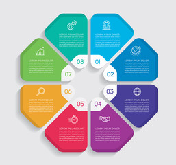 Fototapete - Infographic design vector and marketing icons can be used for workflow layout, diagram, annual report, web design.  Business concept with 8 options, steps or processes. - Vector 