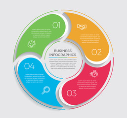 Fototapete - Infographic design vector and marketing icons can be used for workflow layout, diagram, annual report, web design.  Business concept with 4 options, steps or processes. - Vector 